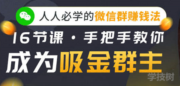 人人必學(xué)的微信群賺錢(qián)法，16節(jié)課手把手教你成為吸金群主！-第1張圖片-學(xué)技樹(shù)