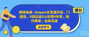 跨境電商?shopee無貨源開店，門檻低，0保證金0入駐費(fèi)0年費(fèi)，操作出單快插圖