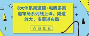 8大體系渠道篇?電商多渠道布局系列線上課百度網盤插圖