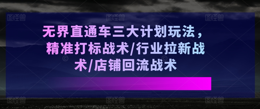 無界直通車三大計(jì)劃玩法，精準(zhǔn)打標(biāo)戰(zhàn)術(shù)/行業(yè)拉新戰(zhàn)術(shù)/店鋪回流戰(zhàn)術(shù)插圖