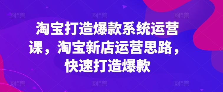 淘寶打造爆款系統(tǒng)運營課，淘寶新店運營思路，快速打造爆款插圖