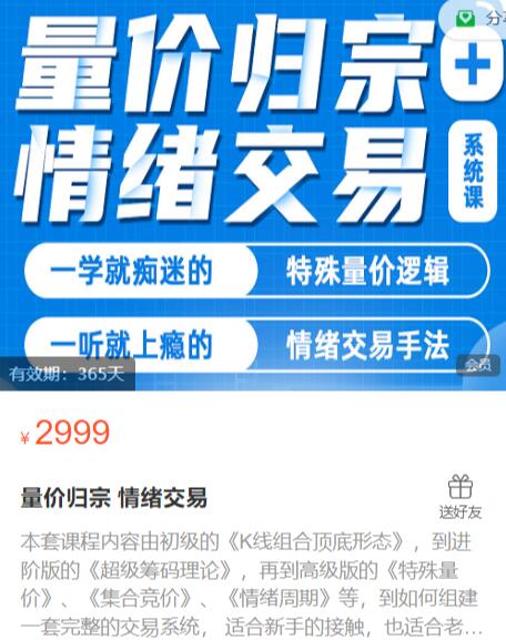 【李莫問】原價2999元的《抖音大V李莫問 量價歸宗 情緒交易課程》插圖